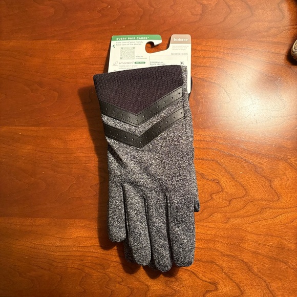 Isotoner Comforter Smart Dri Smart Touch Black Heathered Gloves NWT L/XL - Picture 2 of 6
